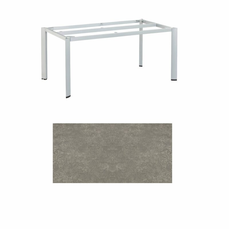 Kettler "Edge" Gartentisch, Tischgestell 160x95cm, Aluminium silber, mit Tischplatte Keramik grau-taupe