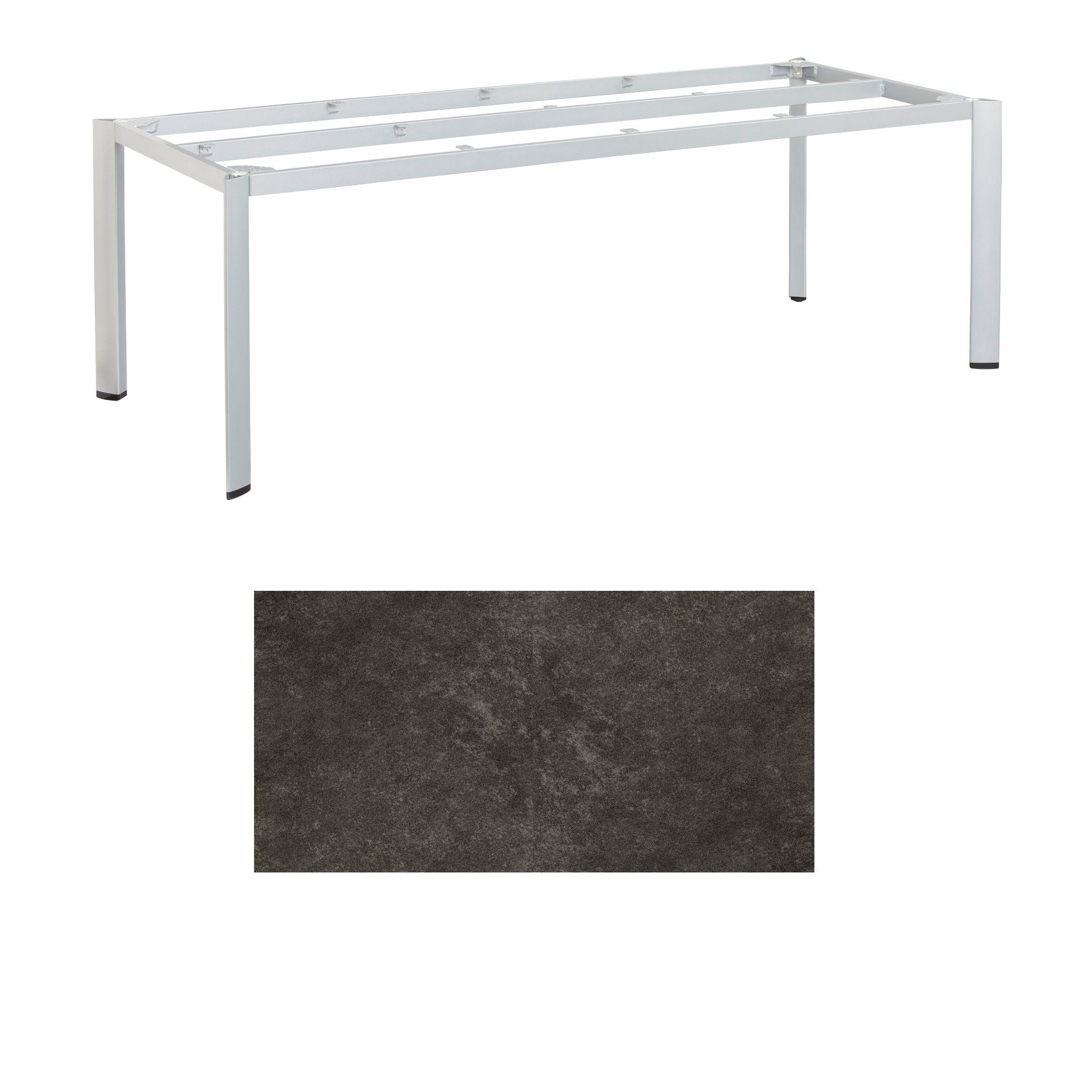 Kettler "Edge" Gartentisch, Tischgestell 220x95cm, Aluminium silber, mit Tischplatte Keramik anthrazit