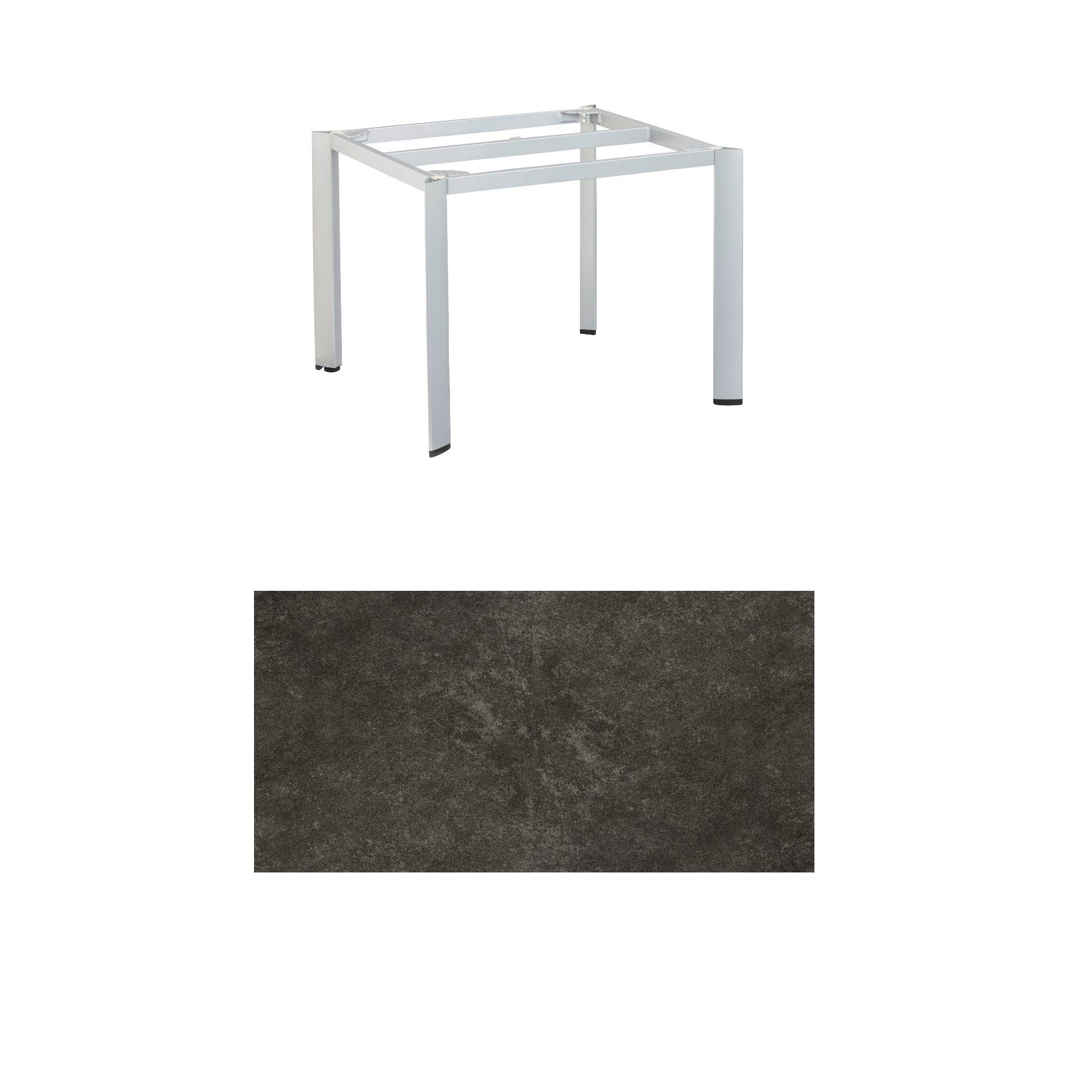 Kettler Gartentisch, Tischgestell 95x95cm "Edge", Aluminium silber, mit Tischplatte Keramik anthrazit