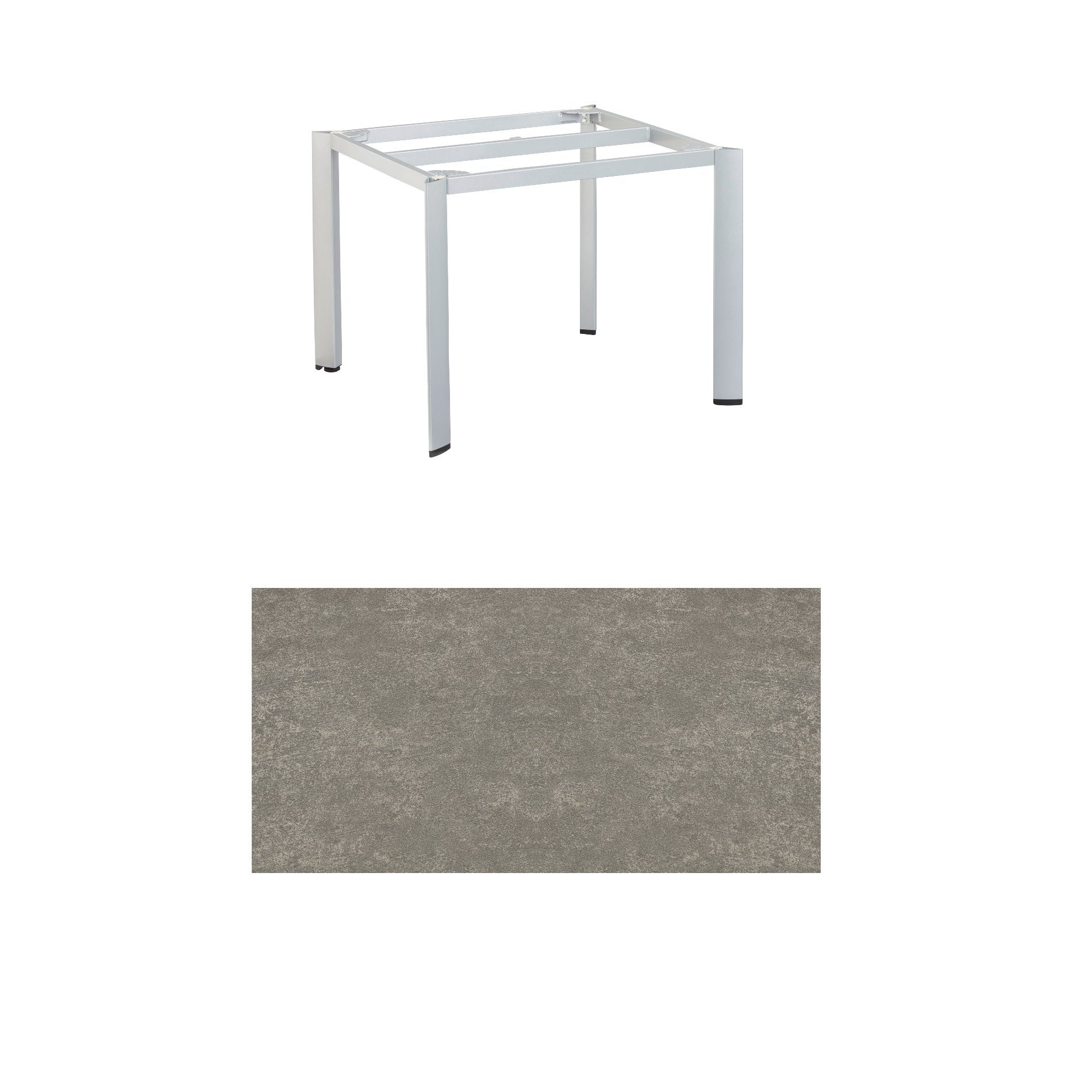 Kettler "Edge" Gartentisch, Tischgestell 95x95cm, Aluminium silber, mit Tischplatte Keramik grau-taupe