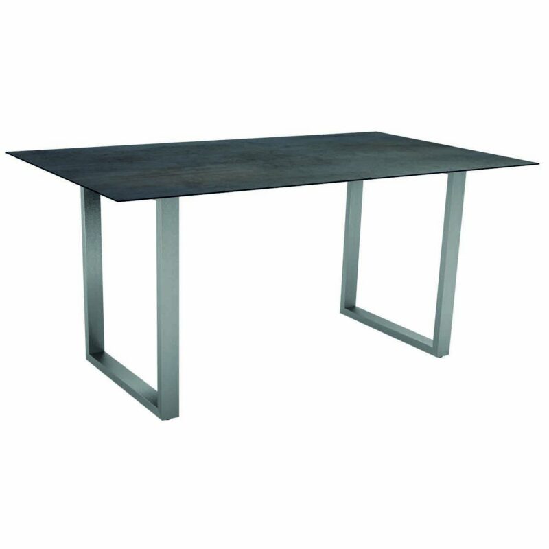 Stern Kufentisch, Gestell Edelstahl, Tischplatte HPL Nitro, Tischgröße: 160x90 cm