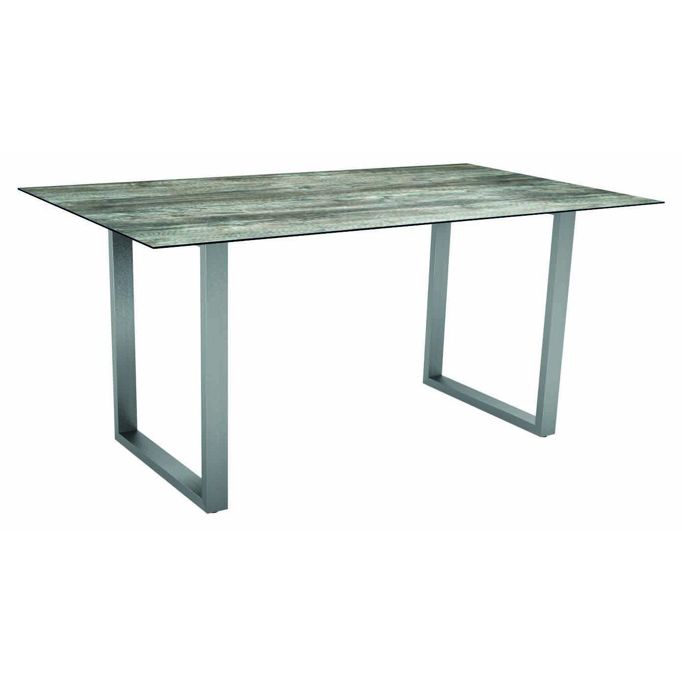 Stern Kufentisch, Gestell Edelstahl, Tischplatte HPL Tundra grau, Tischgröße: 160x90 cm