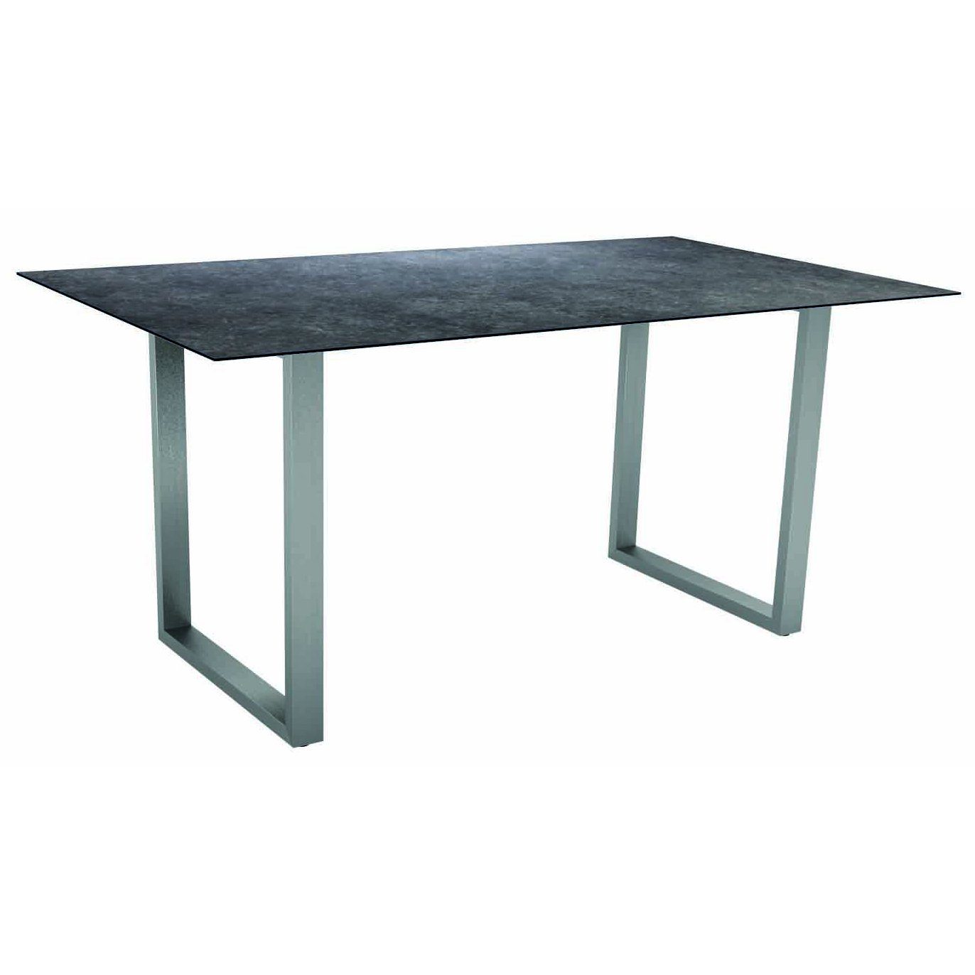 Stern Kufentisch, Gestell Edelstahl, Tischplatte HPL Vintage grau, Tischgröße: 160x90 cm