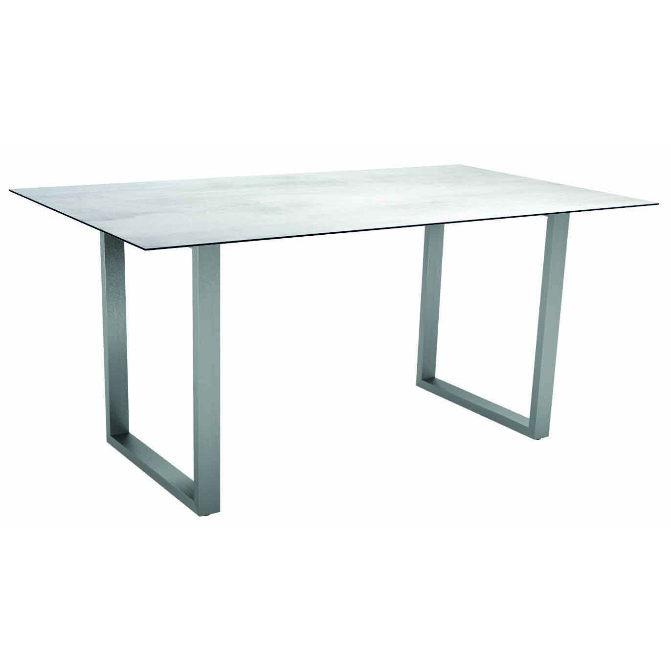 Stern Kufentisch, Gestell Edelstahl, Tischplatte HPL Zement hell, Tischgröße: 160x90 cm