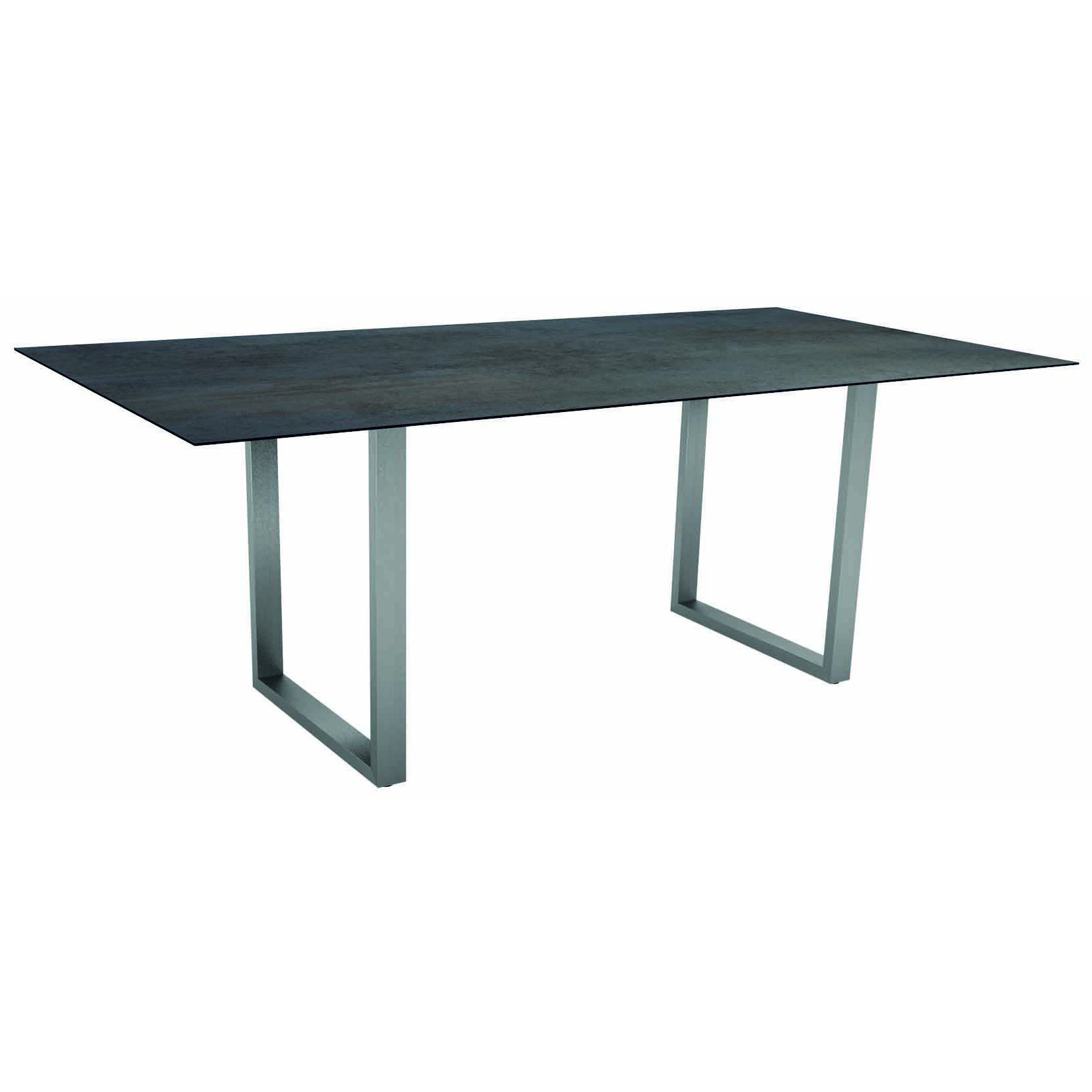 Stern Kufentisch, Gestell Edelstahl, Tischplatte HPL Nitro, Tischgröße: 200x100 cm