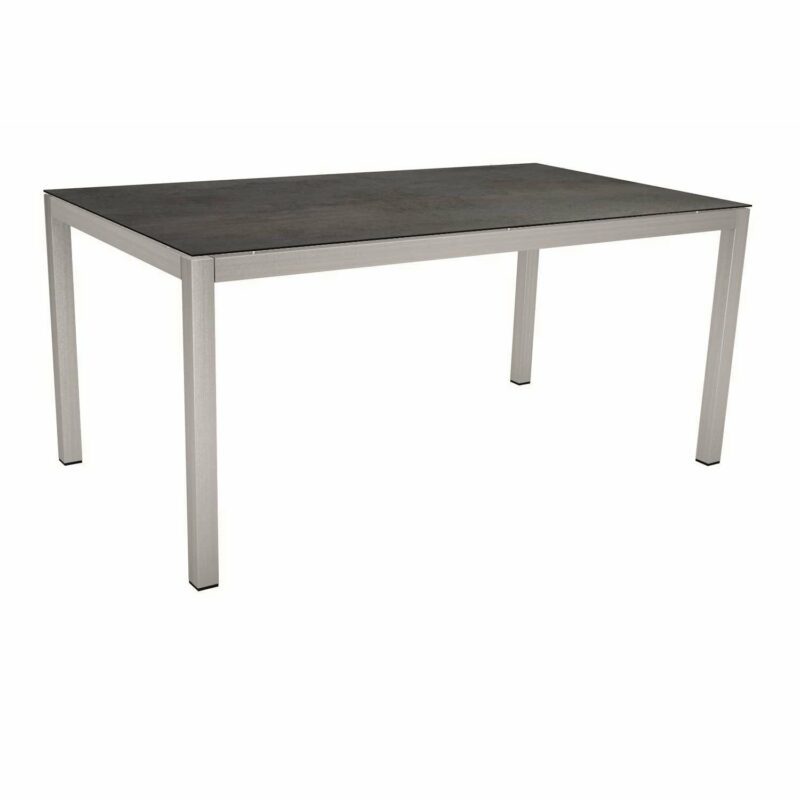 Stern Tischsystem, Gestell Edelstahl Vierkantrohr, Tischplatte HPL Nitro, 160x90 cm
