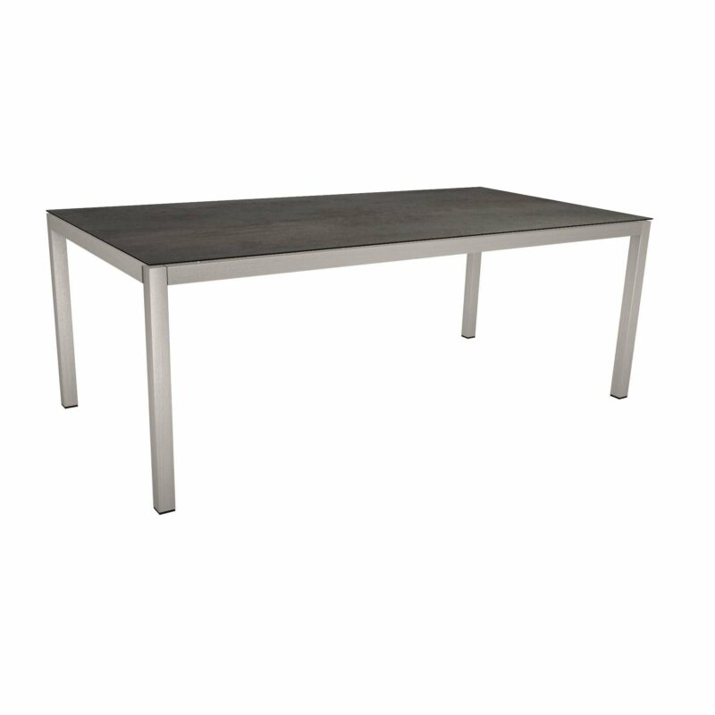Stern Tischsystem, Gestell Edelstahl Vierkantrohr, Tischplatte HPL Nitro, 200x100 cm