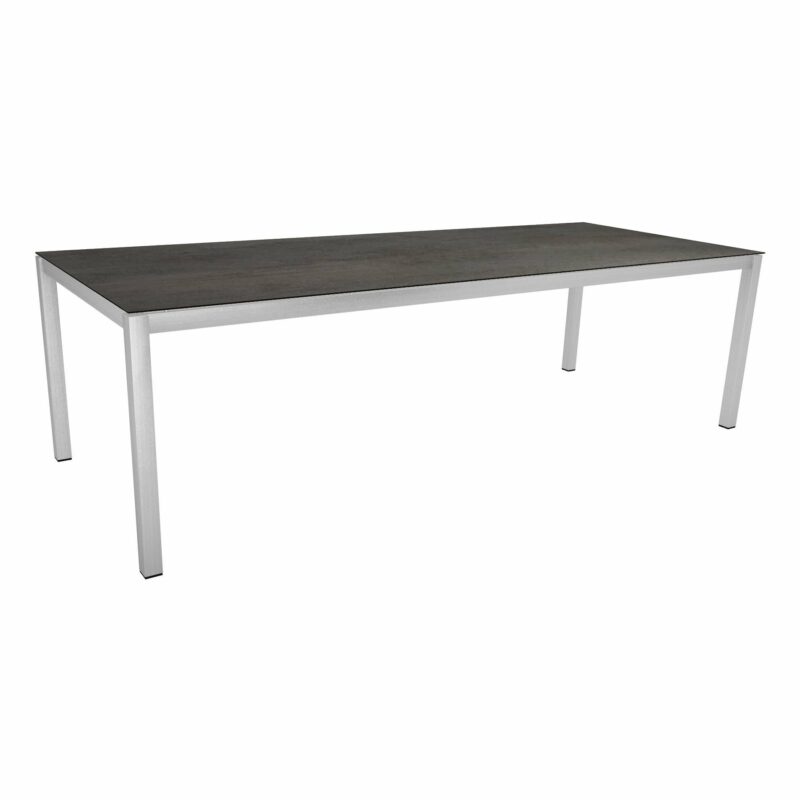 Stern Tischsystem, Gestell Edelstahl Vierkantrohr, Tischplatte HPL Nitro, 250x100 cm