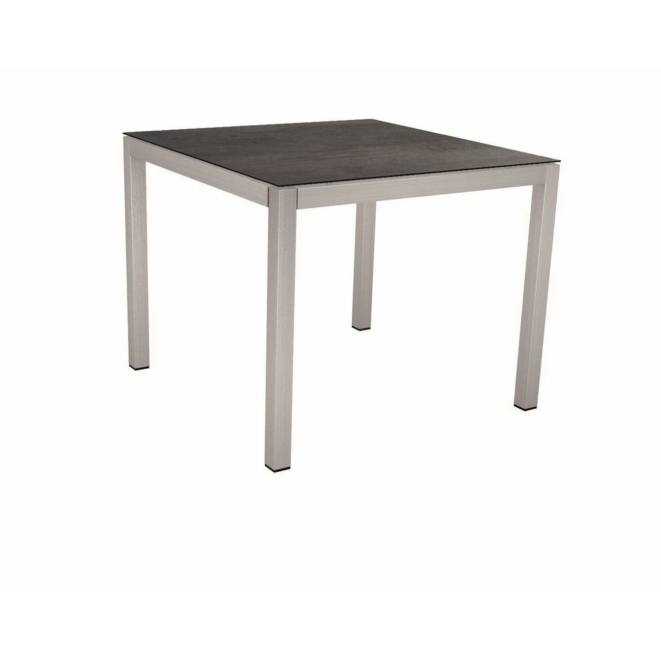 Stern Tischsystem, Gestell Edelstahl Vierkantrohr, Tischplatte HPL Nitro, 80x80 cm