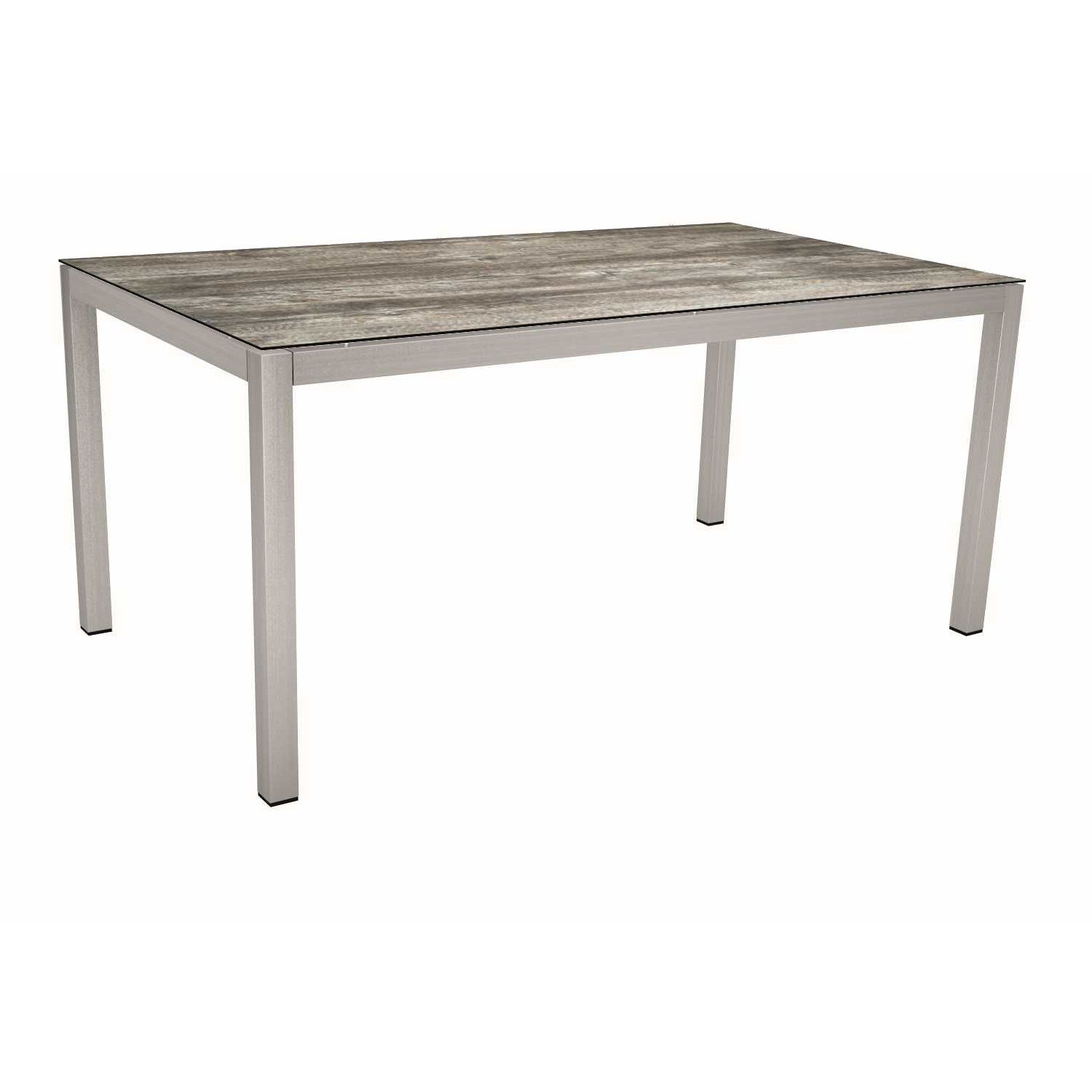 Stern Tischsystem, Gestell Edelstahl Vierkantrohr, Tischplatte HPL Tundra grau, 130x80 cm