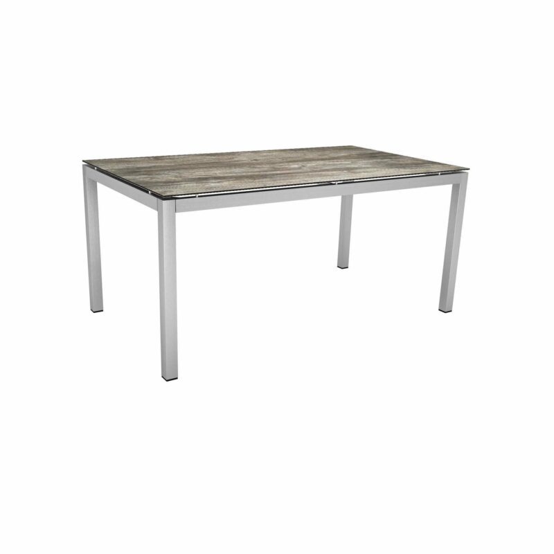 Stern Tischsystem, Gestell Edelstahl Vierkantrohr, Tischplatte HPL Tundra grau, 160x90 cm