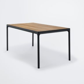 Gartentisch "Four" von Houe, Gestell Aluminium schwarz, Tischplatte Bambus, 160x90 cm