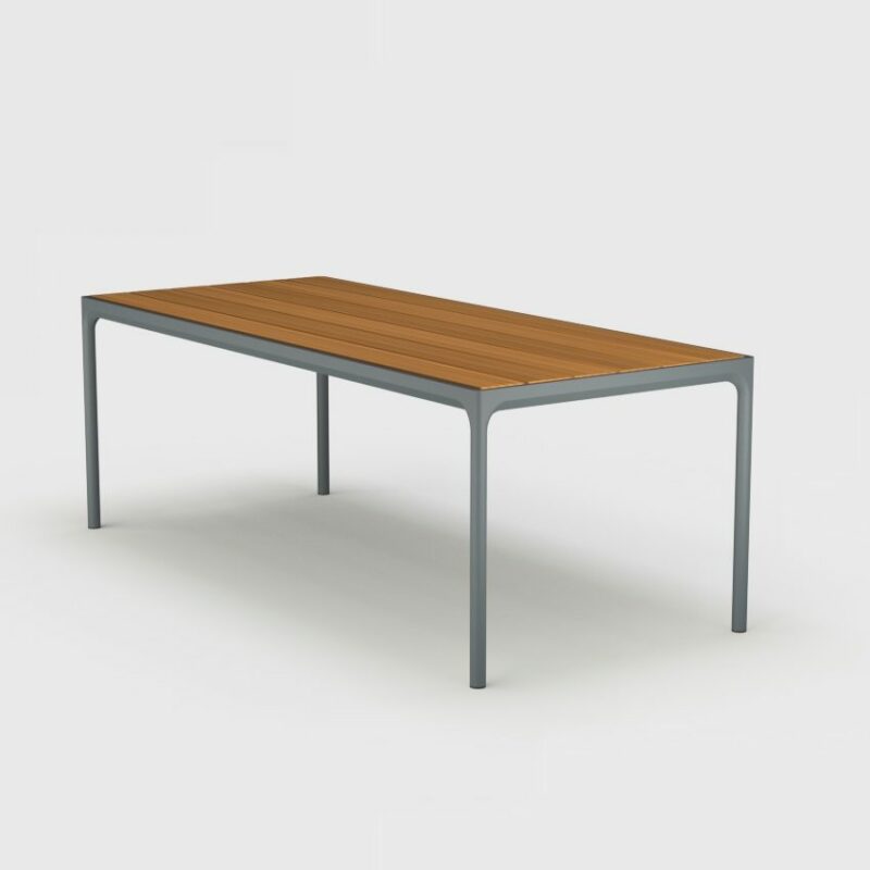 Gartentisch "Four" von Houe, Gestell Aluminium grau, Tischplatte Bambus, 210x90 cm