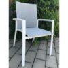 Jati&Kebon Stapelsessel "Sevilla", Gestell Aluminium weiss, Textilgewebe hellgrau