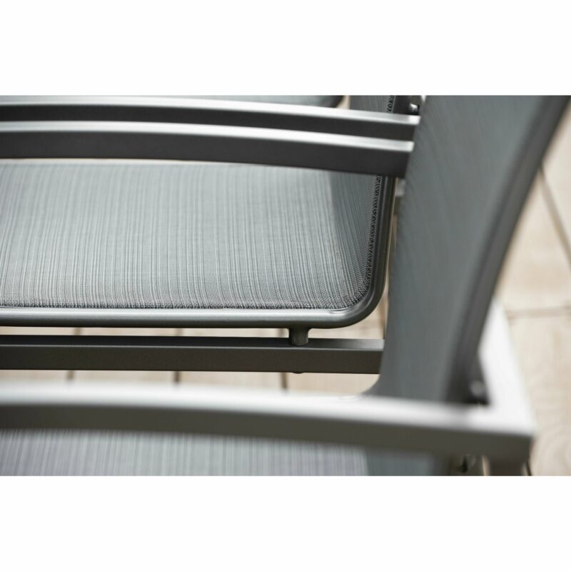Stern Stapelsessel "Skelby", Gestell Aluminium anthrazit, Sitz & Rücken Textilgewebe karbon