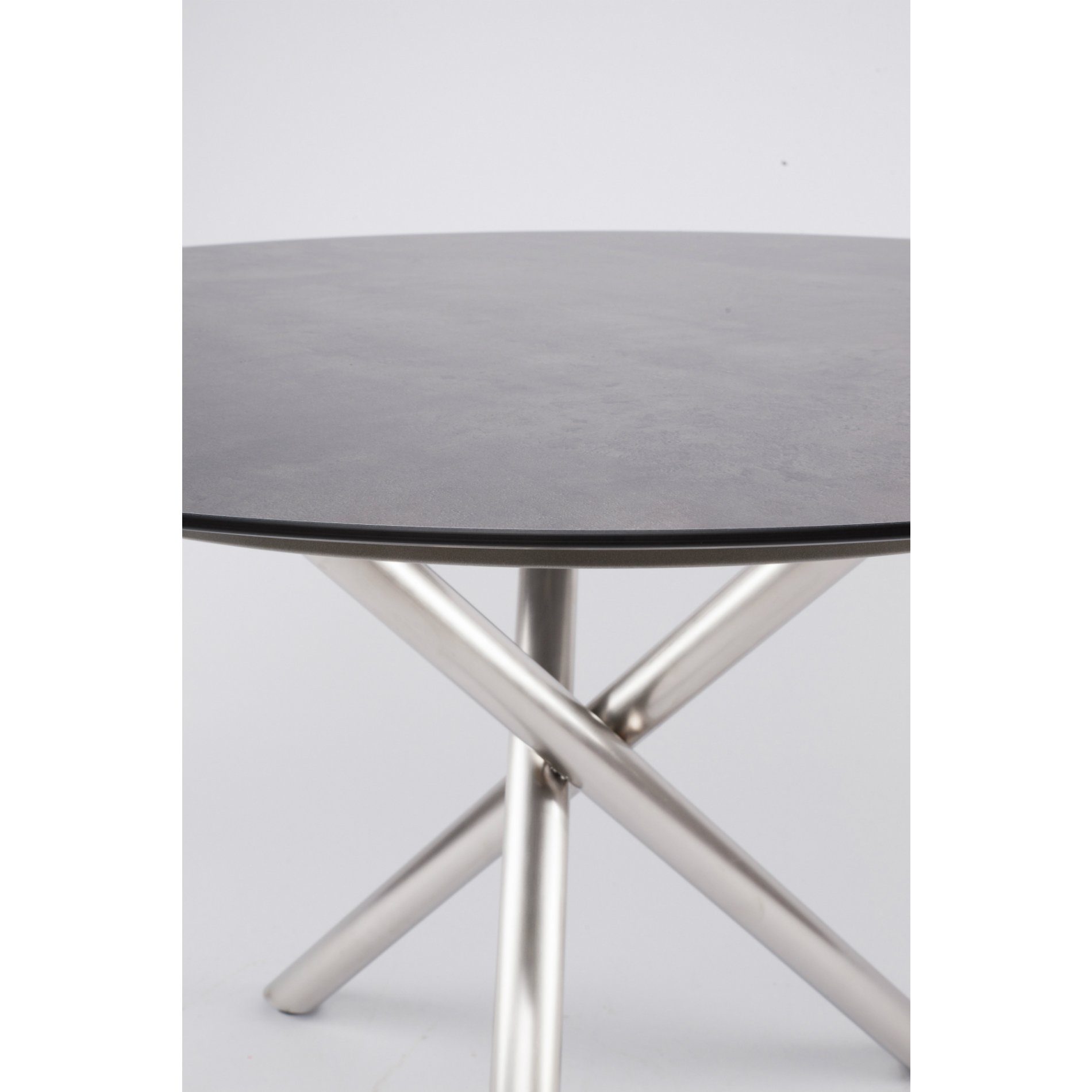 Zebra "Mikado" Tischgestell Edelstahl Rundrohr mit Tischplatte SELA HPL beton dunkel
