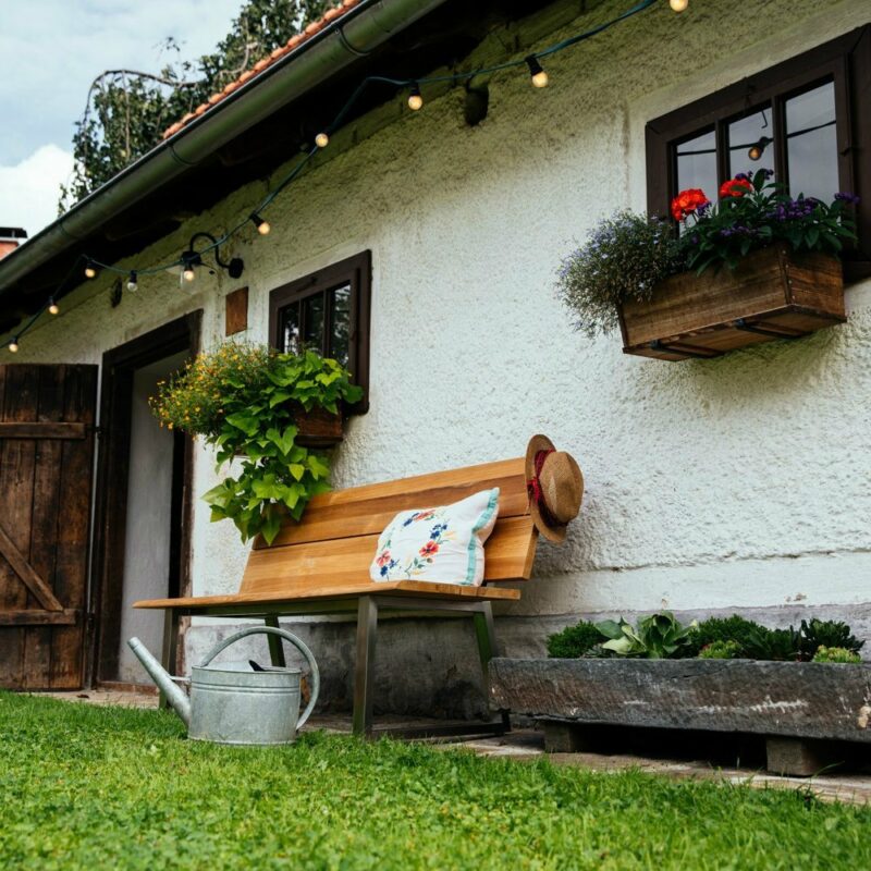 Diamond Garden "Pisa" Gartenbank aus Edelstahl mit reyceltem Teakholz