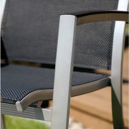 Sieger "Trento" Stapelsessel, Gestell Aluminium graphit, Textilgewebe grau