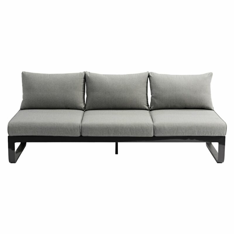Zebra "Fly Lounge" 3-Sitzer Sofa, beidseitig verstellbar, Gestell Aluminium graphite, Kissen mixed grey