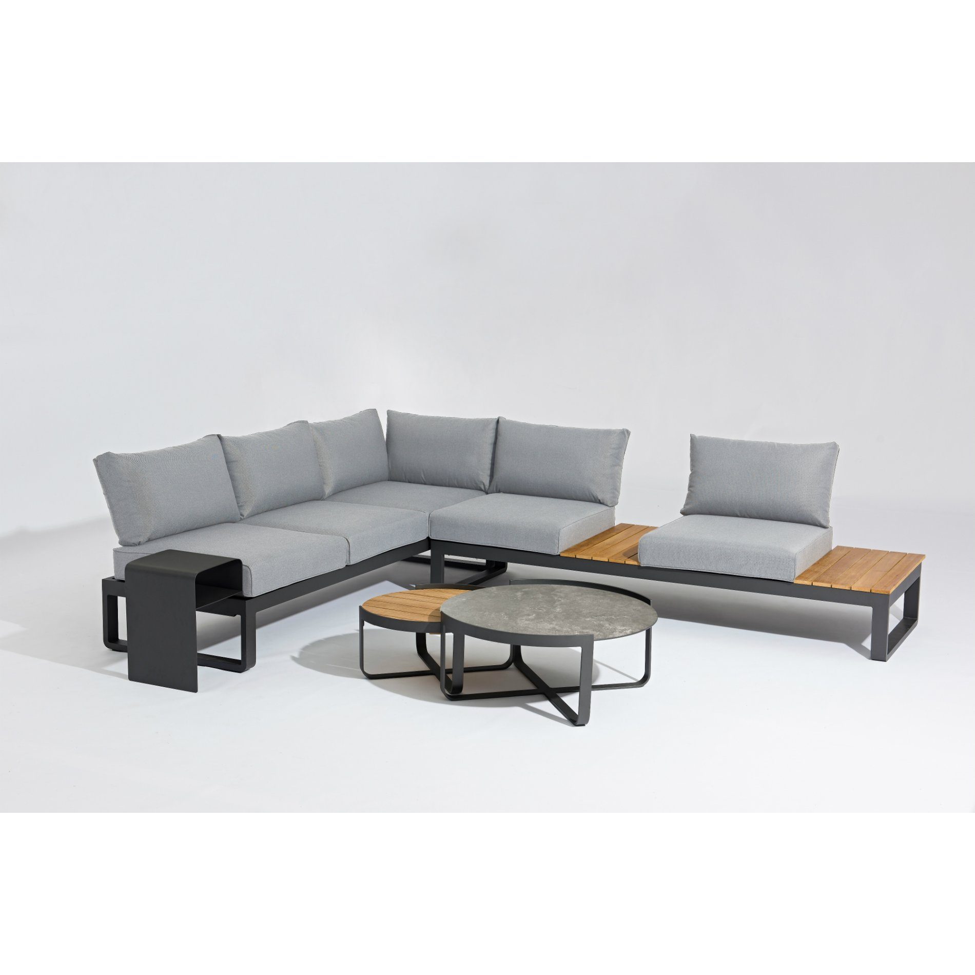Zebra "Fly Lounge" Loungegruppe mit Loungetisch und Beistelltisch, Gestell Aluminium graphite, Kissenfarbe mixed grey