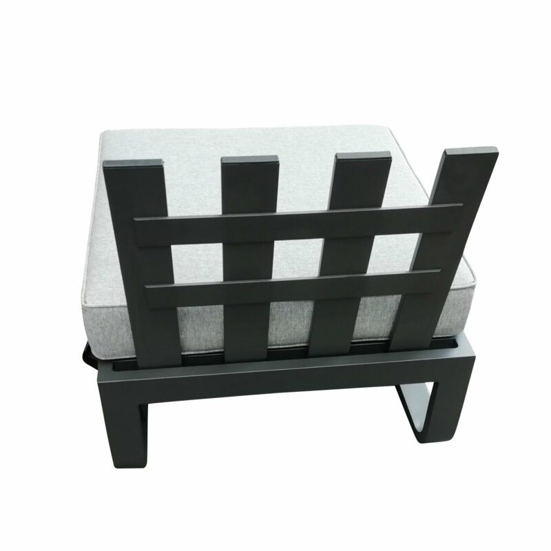 Zebra "Fly Lounge" Hocker, Aluminium graphite, Kissen mixed grey, hier mit Rückenlehne (separat erhältlich)