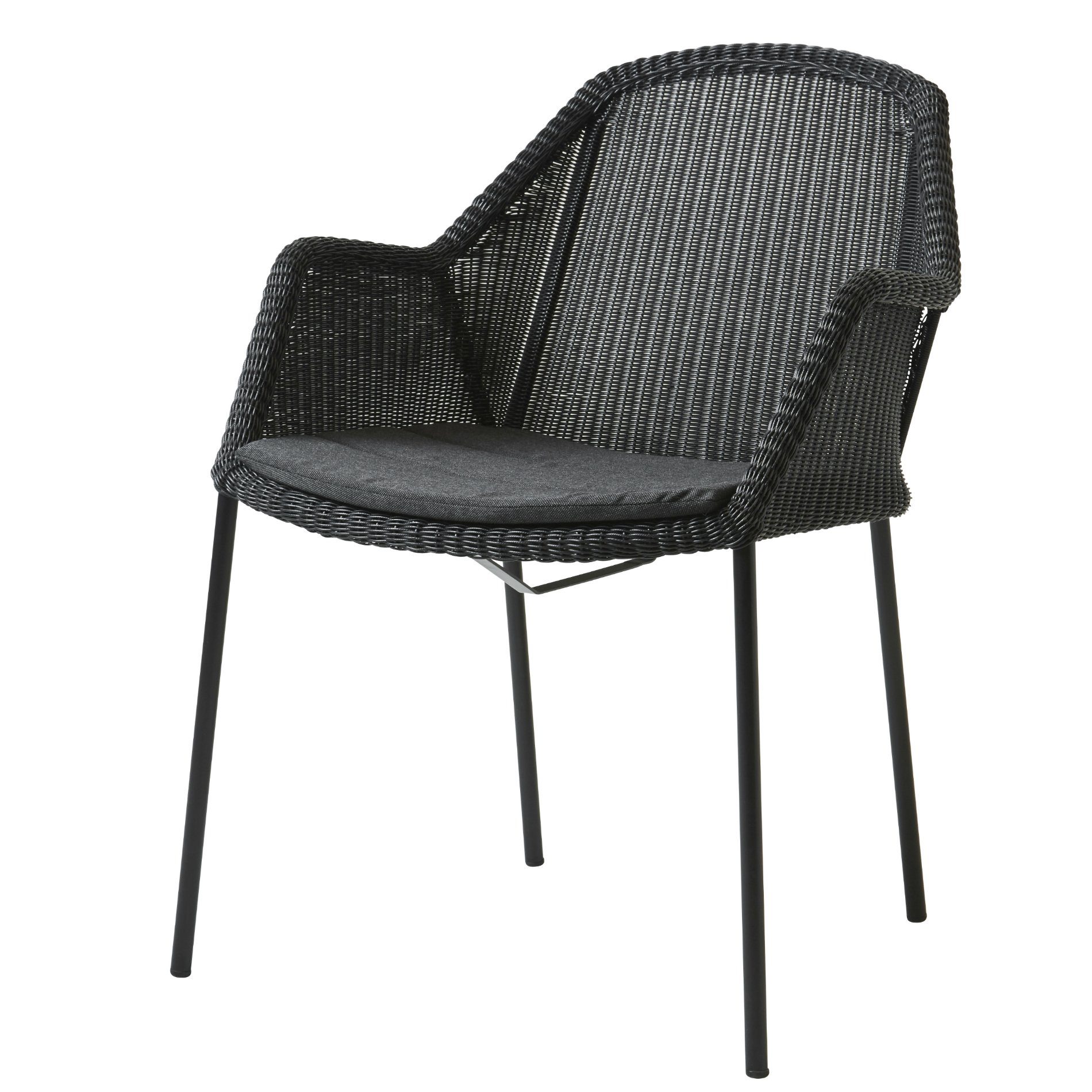 Stapelstuhl "Breeze", schwarz, von Cane-line mit Sitzkissen schwarz