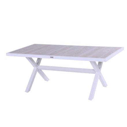 Hartman "Canterbury" Gartentisch 188 x 96 cm, Gestell Aluminium weiß, Tischplatte Keramik beige wood