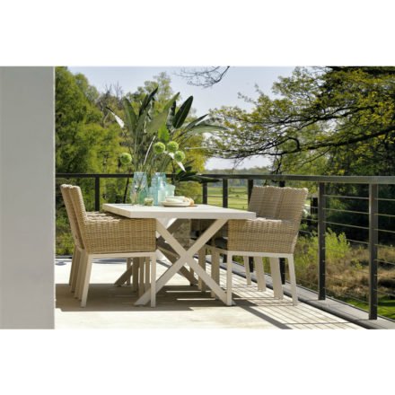 Hartman "Canterbury" Gartentisch 247 x 96 cm, Gestell Aluminium weiß, Tischplatte Keramik beige wood