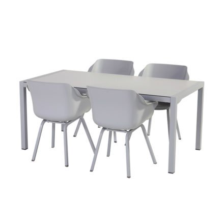 Hartman "Sophie Element" Armchair, Gestell Aluminium misty grey, Sitzschale Kunststoff misty grey mit "Sophie Element" Gartentisch, Gestell Aluminium misty grey, HPL-Platte
