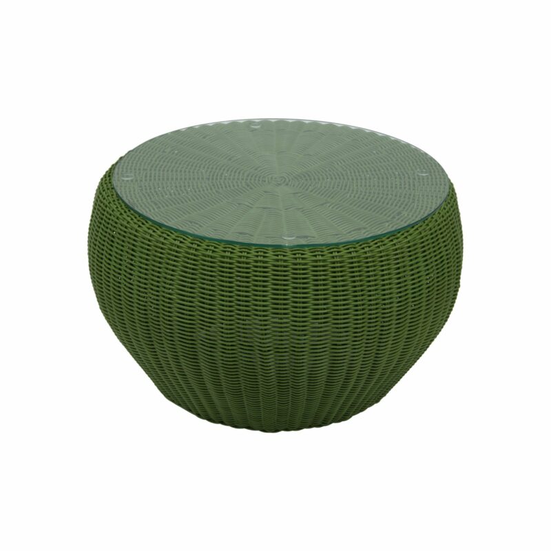 Stern Beistelltisch/Hocker "Anny", Gestell Aluminium, Geflecht grün, inkl. Glasplatte