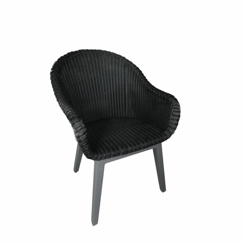 Brafab Diningsessel "Beverly", Gestell Aluminium anthrazit, Polyrattan schwarz