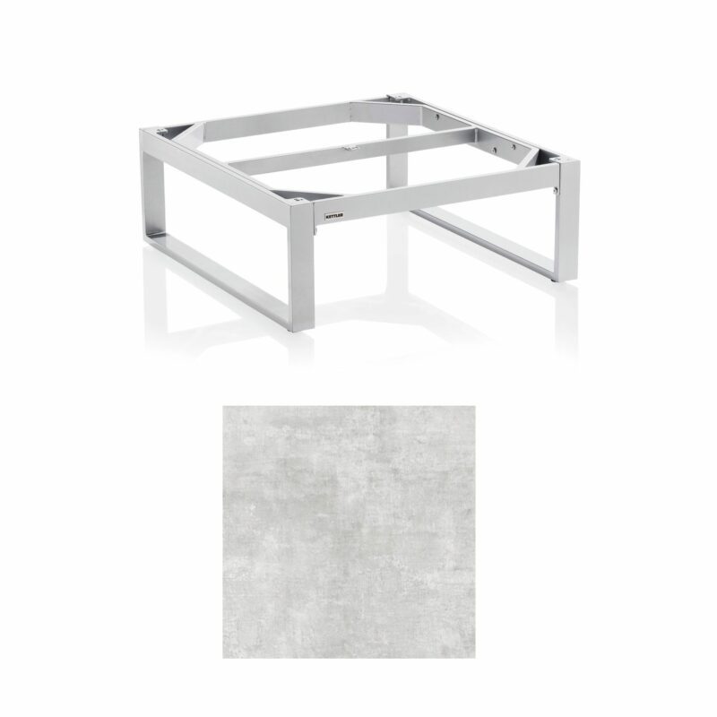 Kettler "Ego" Loungetisch 95x95 cm, Gestell Aluminium silber, Tischplatte HPL hellgrau meliert