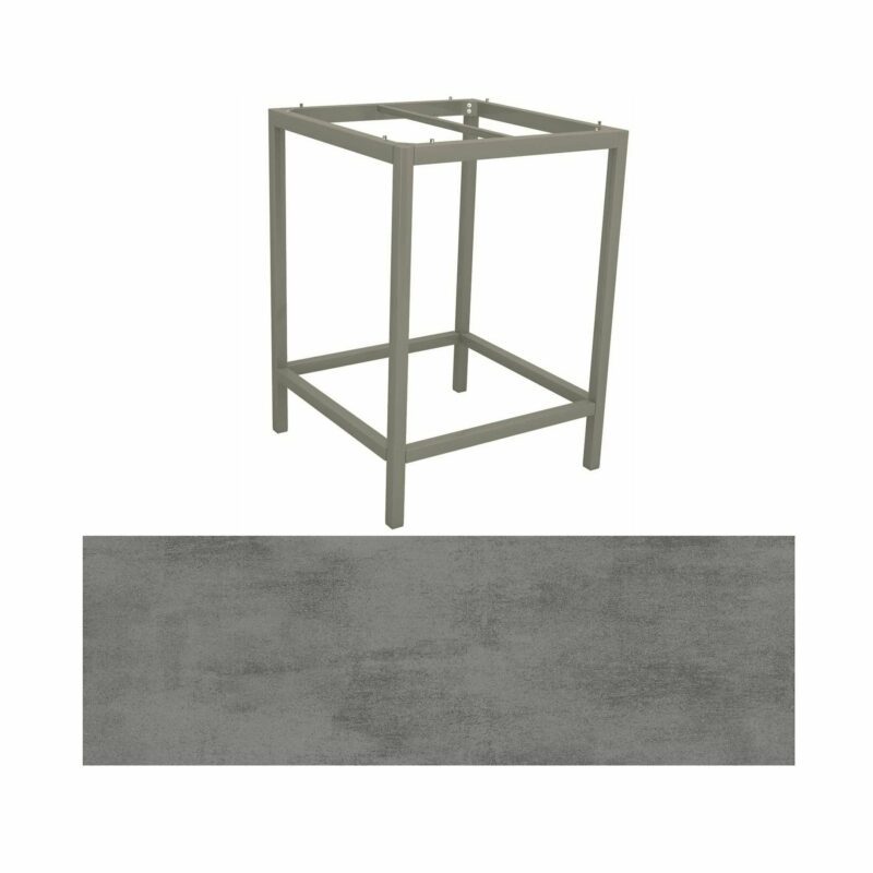 Stern Bartisch, Gestell Aluminium graphit, Tischplatte HPL Zement