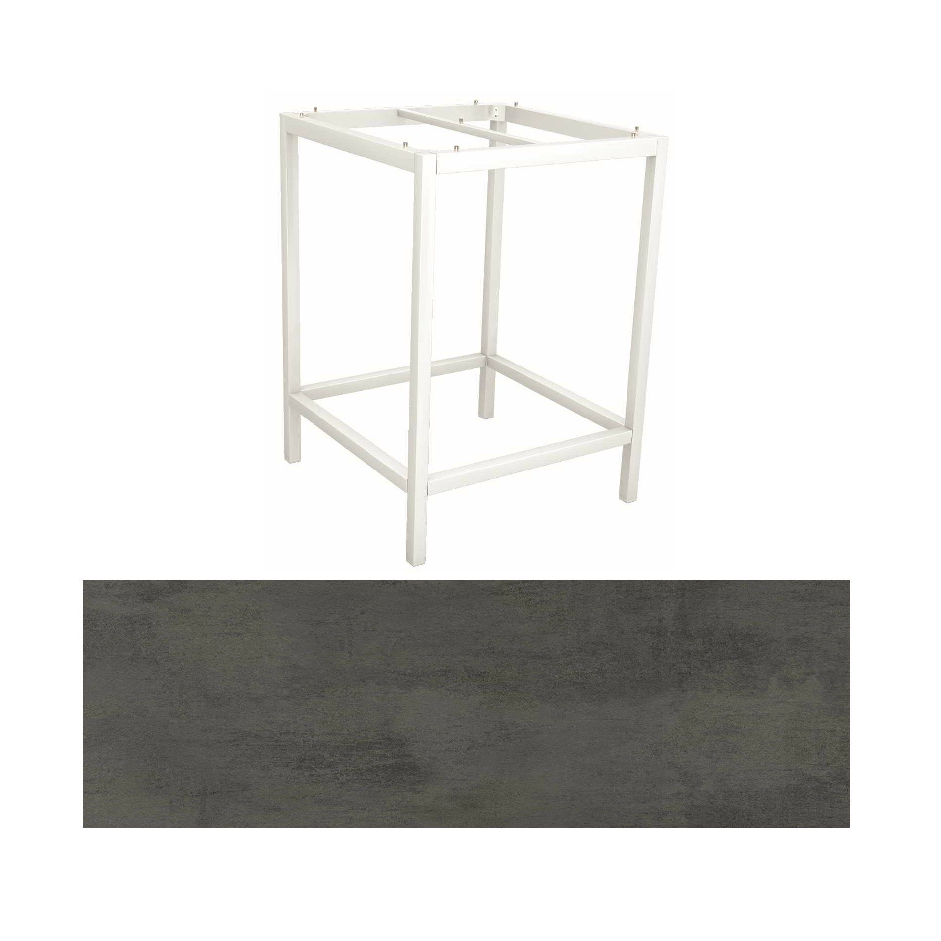 Stern Bartisch, Gestell Aluminium weiß, Tischplatte HPL Smoky