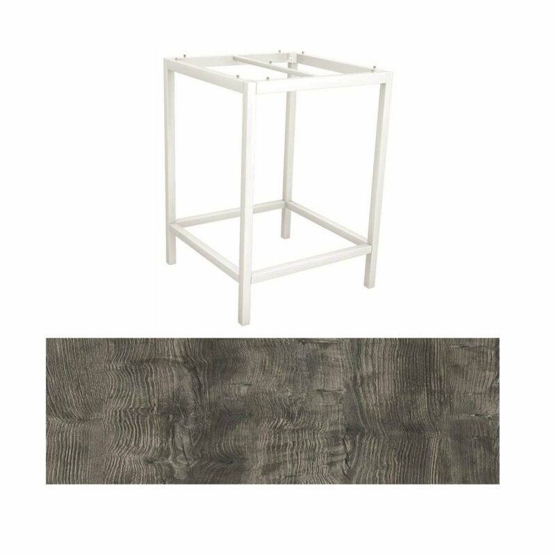 Stern Bartisch, Gestell Aluminium weiß, Tischplatte HPL Tundra grau