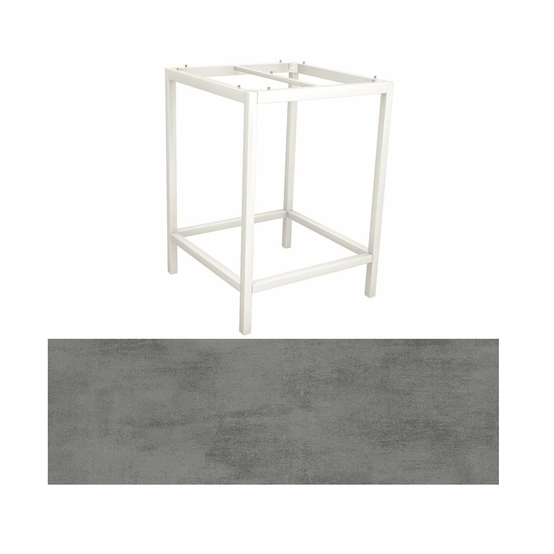 Stern Bartisch, Gestell Aluminium weiß, Tischplatte HPL Zement