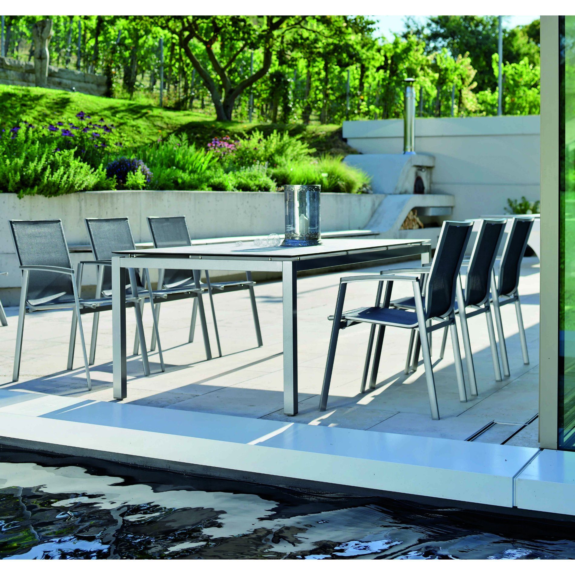 Stern Gartenmöbel-Set mit Stuhl "New Top" und Gartentisch Aluminium/HPL