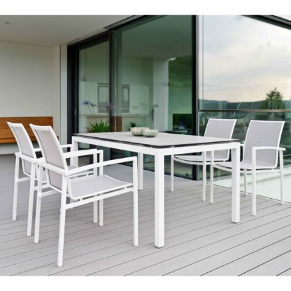 Stern Gartenmöbel-Set mit Stuhl "Skelby" und Tisch Aluminium weiß/HPL