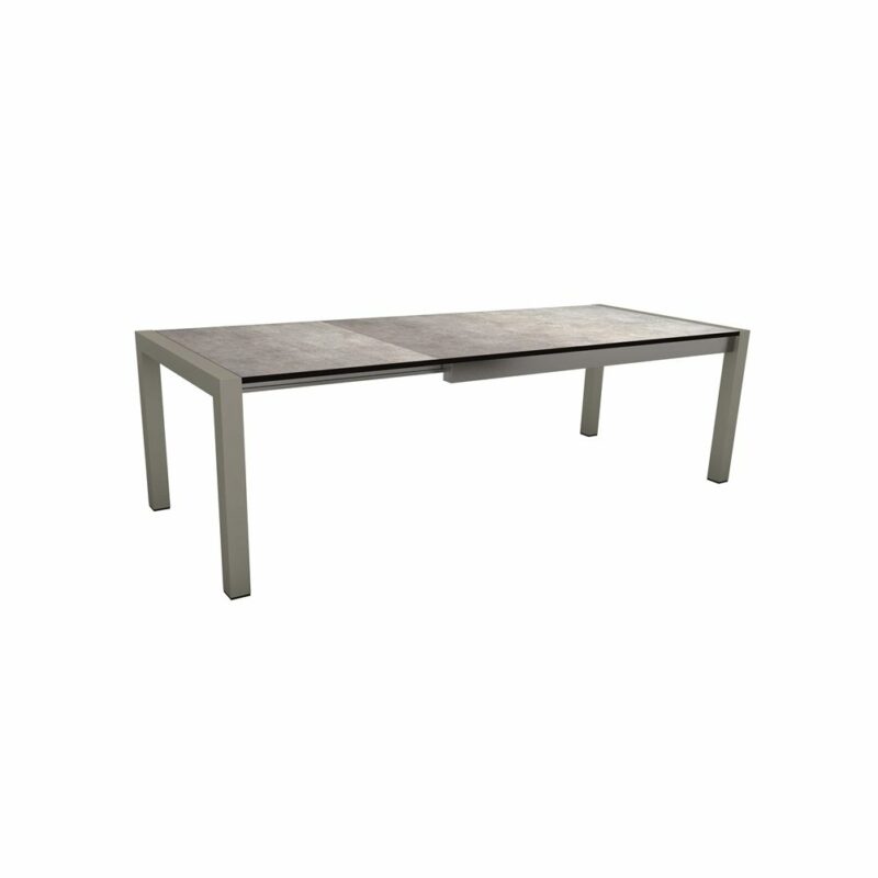 Stern "Standard" Ausziehtisch, Gestell Aluminium graphit, Tischplatte HPL Metallic Grau, 174/214/254x90 cm