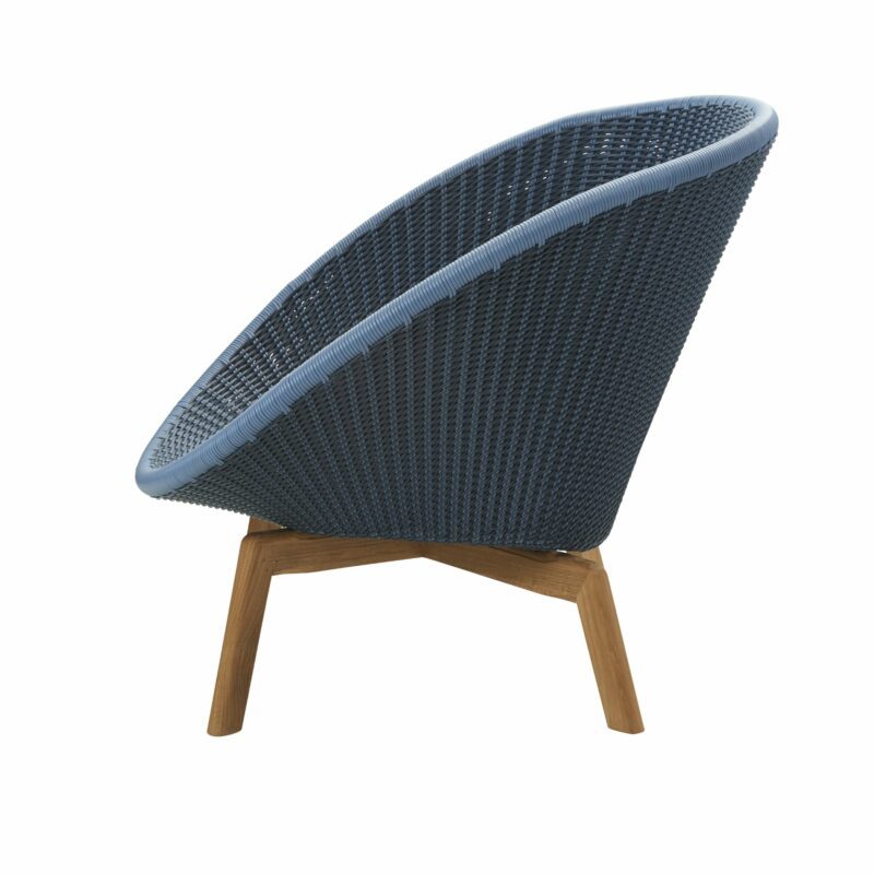 Cane-line Gartensessel "Peacock", Gestell Teakholz, Geflecht blau/dunkelblau