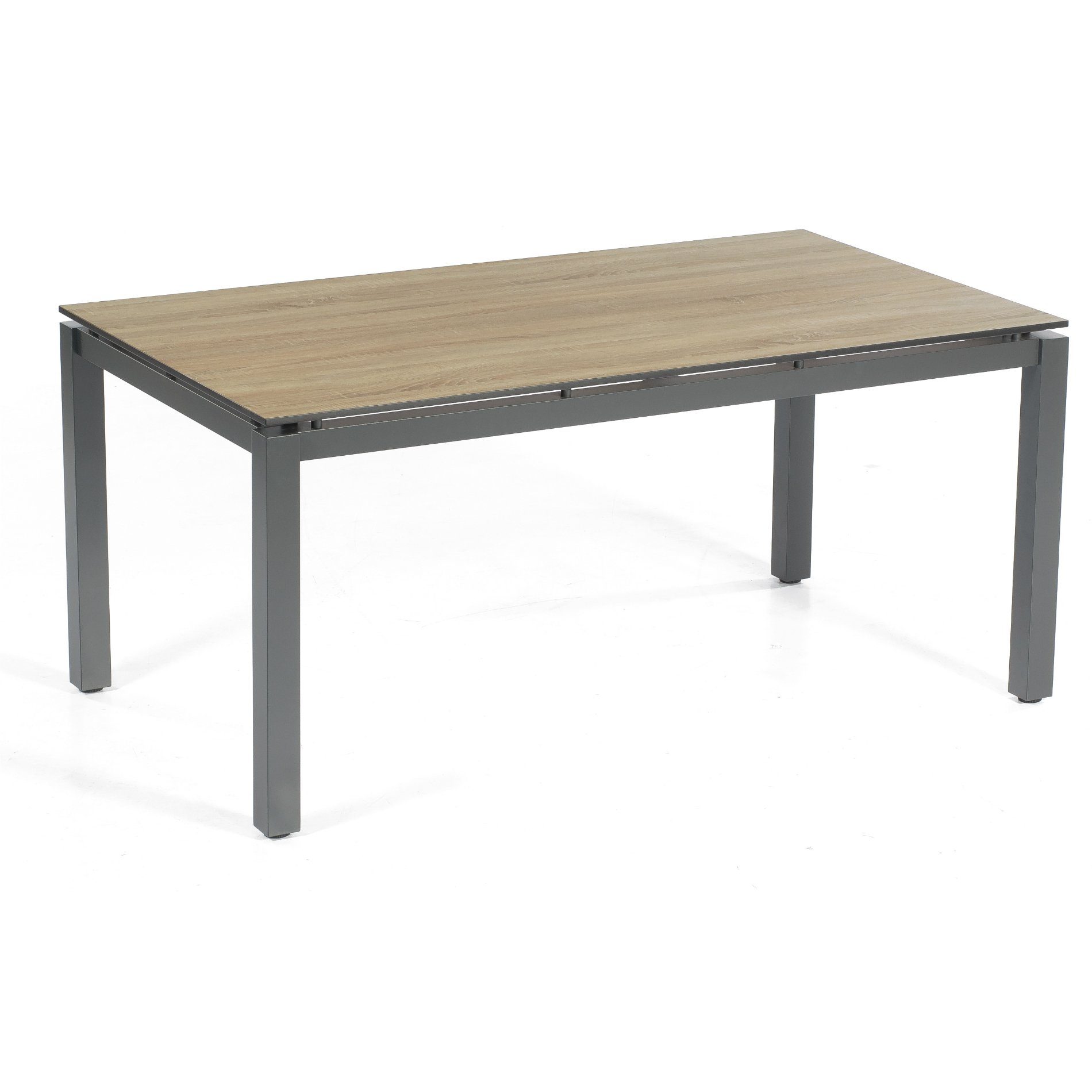 SonnenPartner Tisch 160x90 cm "Base", Gestell Aluminium anthrazit, Tischplatte HPL Eiche sägerau