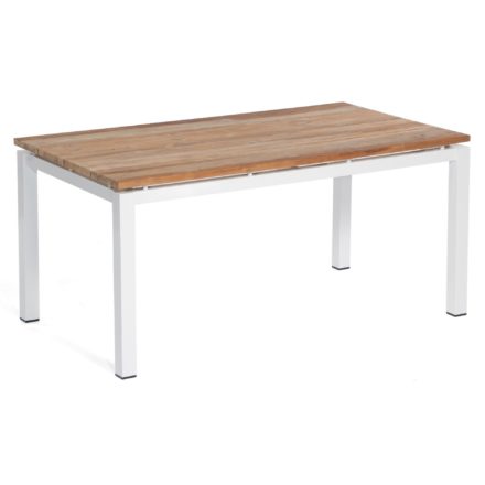 SonnenPartner Tisch 160x90 cm "Base", Gestell Aluminium weiß, Tischplatte Solid old teak natur