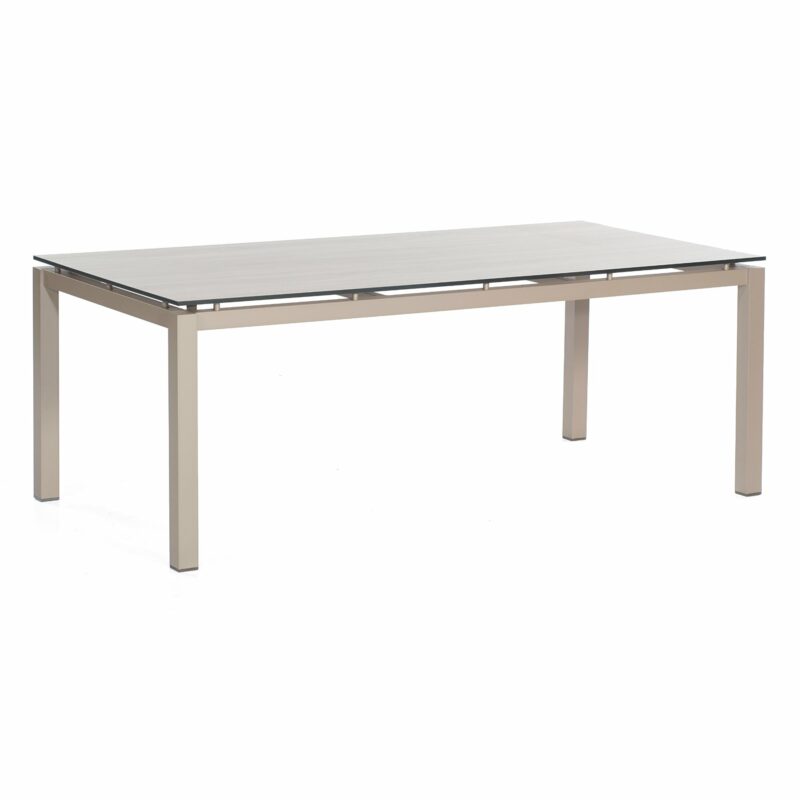 SonnenPartner Tisch 200x100 cm "Base", Gestell Aluminium champagner, Tischplatte HPL eiche sägerau