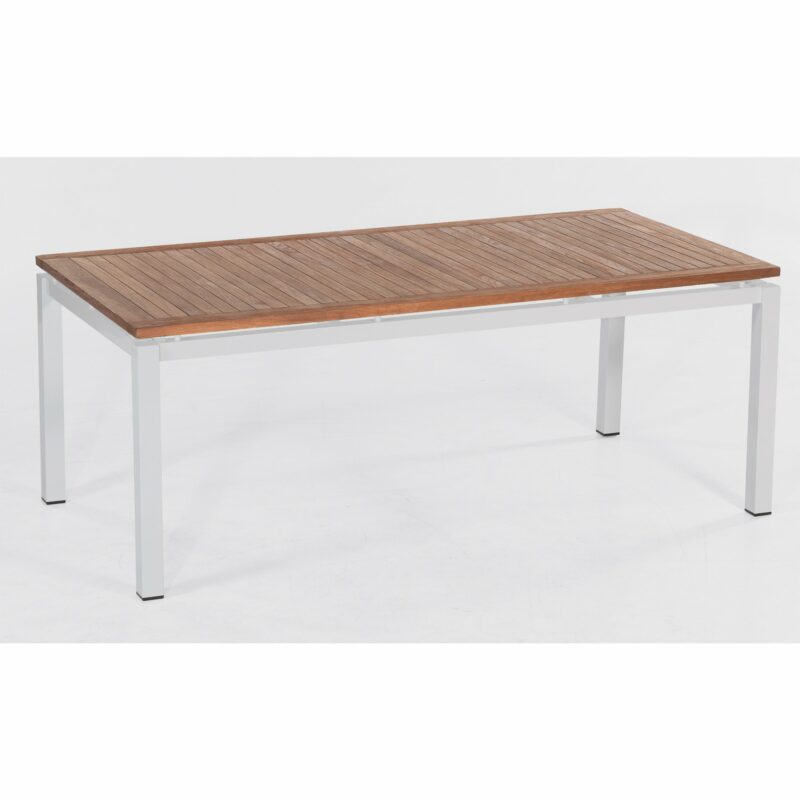 SonnenPartner Tisch 200x100 cm "Base", Gestell Aluminium weiß, Tischplatte Select old teak