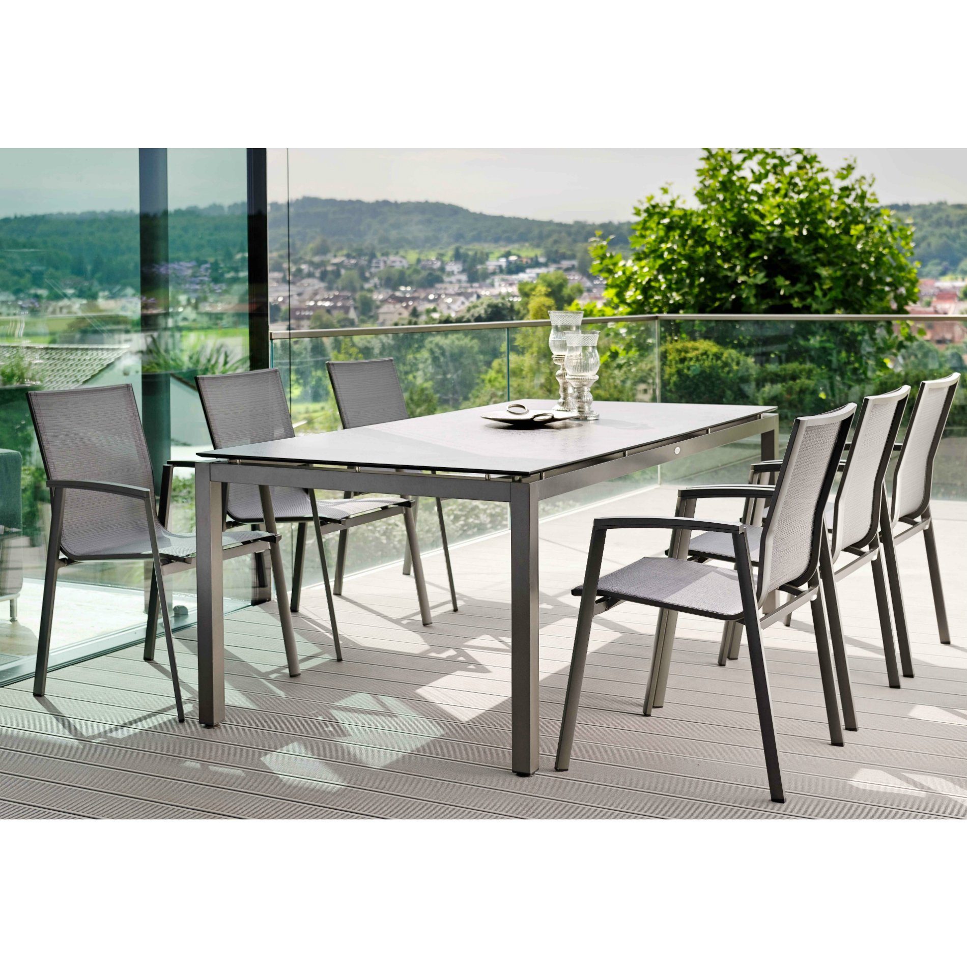 Stern Gartenmöbel-Set mit Stuhl "New Top" und Gartentisch Aluminium/HPL Zement