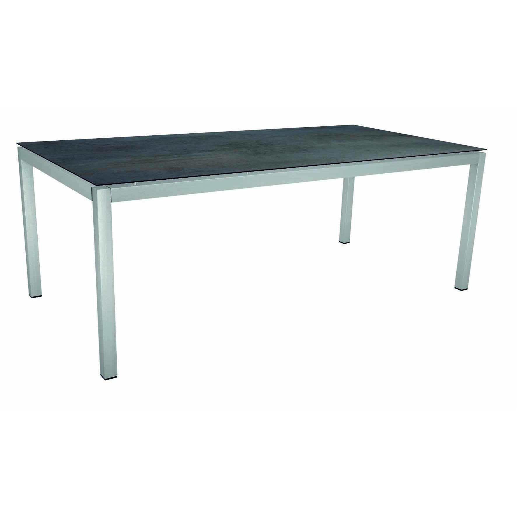 Stern Gartentisch, Gestell Edelstahl Vierkant, Tischplatte HPL Nitro, Größe: 200x100 cm