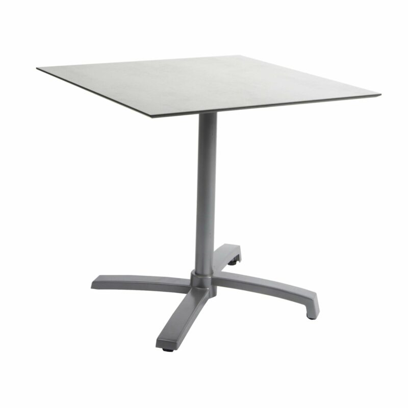 Stern Bistrotisch mit Tischgestell Livorno Aluminium graphit, Tischplatte HPL Zement hell