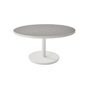 Cane-line Loungetisch "Go", Gestell Aluminium weiß und Tischplatte Aluminium weiß/Keramik hellgrau, Ø 75 cm