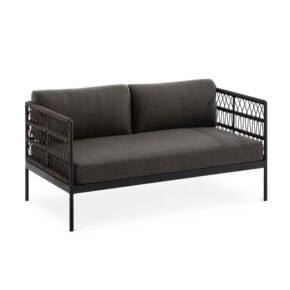 Niehoff 2-Sitzer Lounge-Sofa "Azuri", Gestell Aluminium, Kordelflechtung, inklusive Sitz- und Rückenkissen basalt