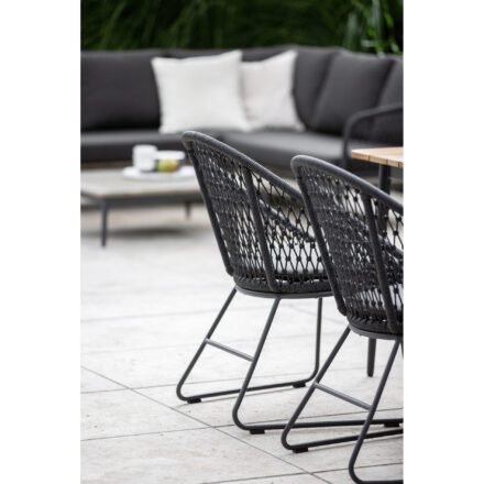 Niehoff "Kuta" Gartenstuhl, Gestell Aluminium anthrazit, Sitzfläche Rope grau, Sitzkissen Olefin charcoal